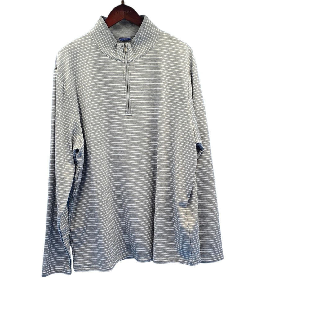 FootJoy Mens XL Grey Striped 1/4 Zip Golf Pullover Performance Sweatshirt FJ
